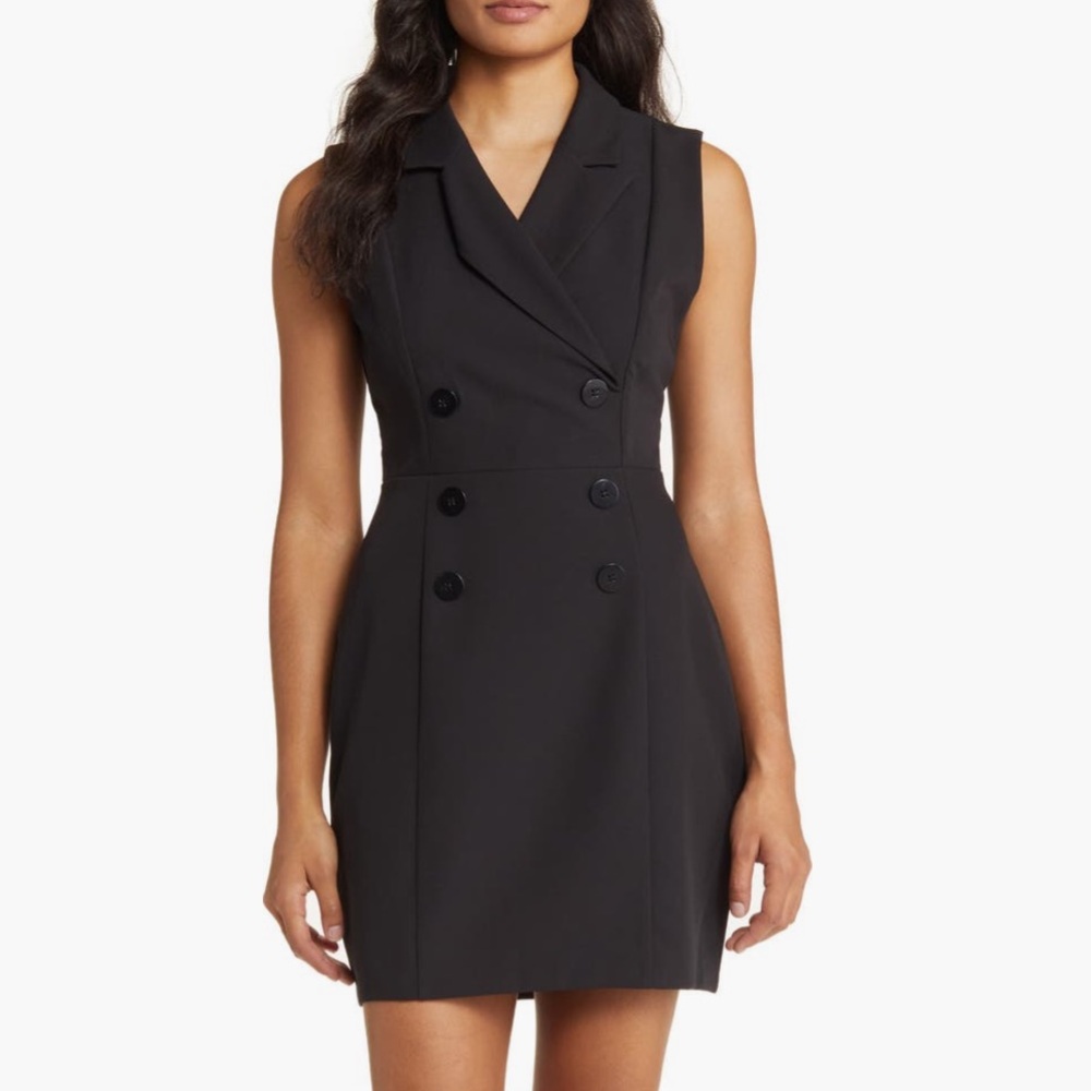 Sam Edelman Black Double-Breasted Mini Dress